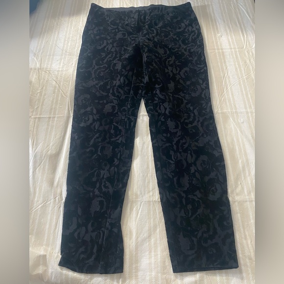 Alfani Pants - Alfani Black Textured Jacquard velvet dress trousers mid rise skinny leg size 8